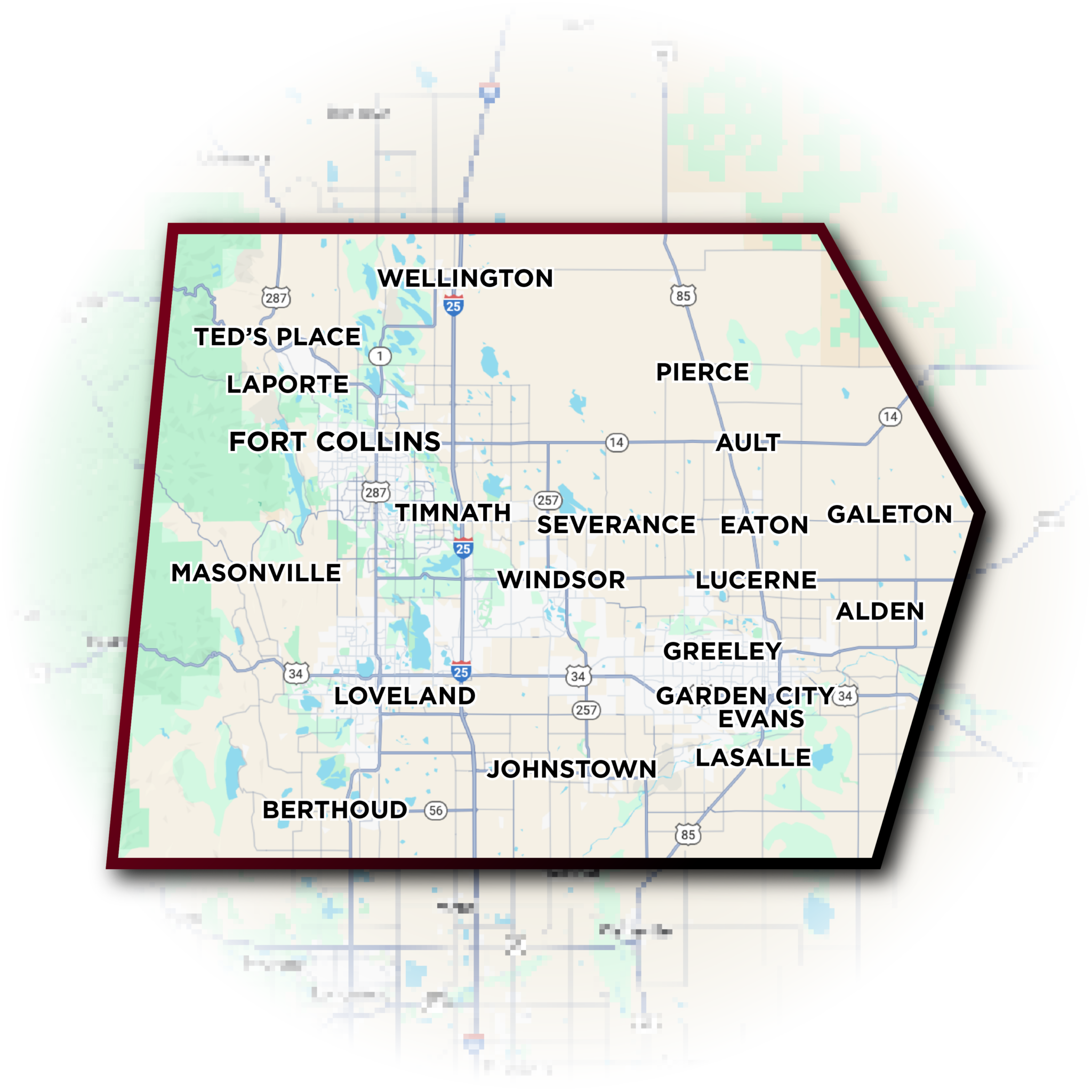 Northern Colorado service area map
